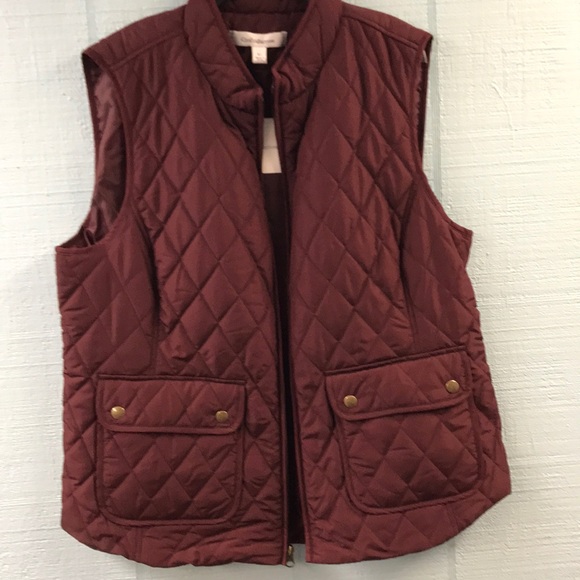 Croft Barrow Quilted Puffer Vest Size XL Burgundy - Picture 3 of 5